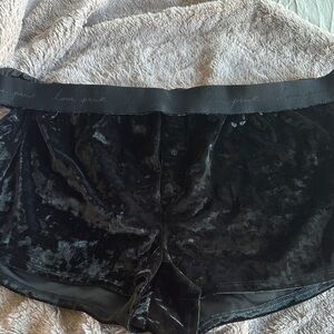 NWT XXL VS PINK Black Velvet Shorts